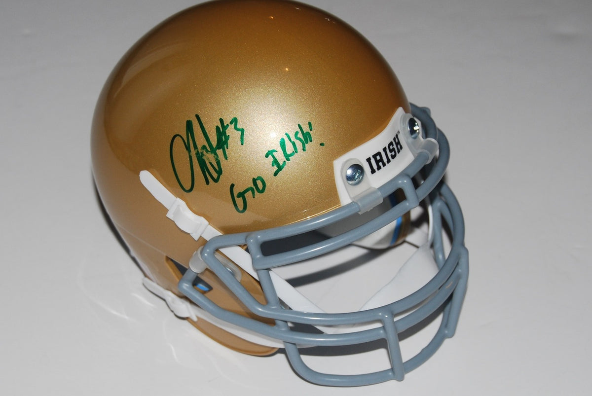 C.J SANDERS signed *NOTRE DAME* FIGHTING IRISH mini football helmet W/COA C