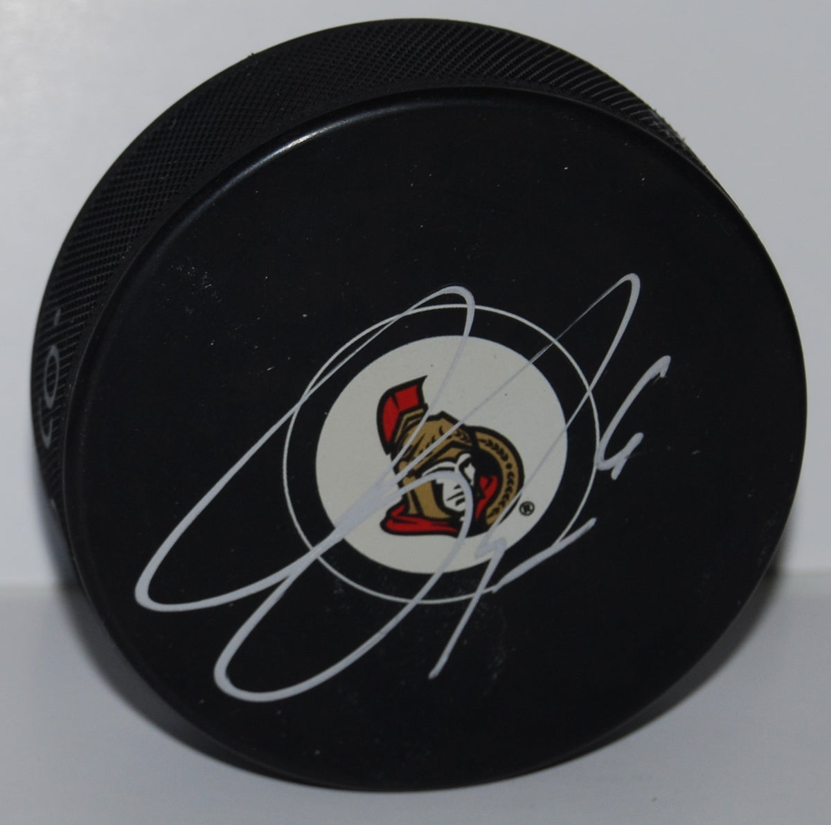 BOBBY RYAN signed (OTTAWA SENATORS) souvenir logo hockey puck W/COA #1