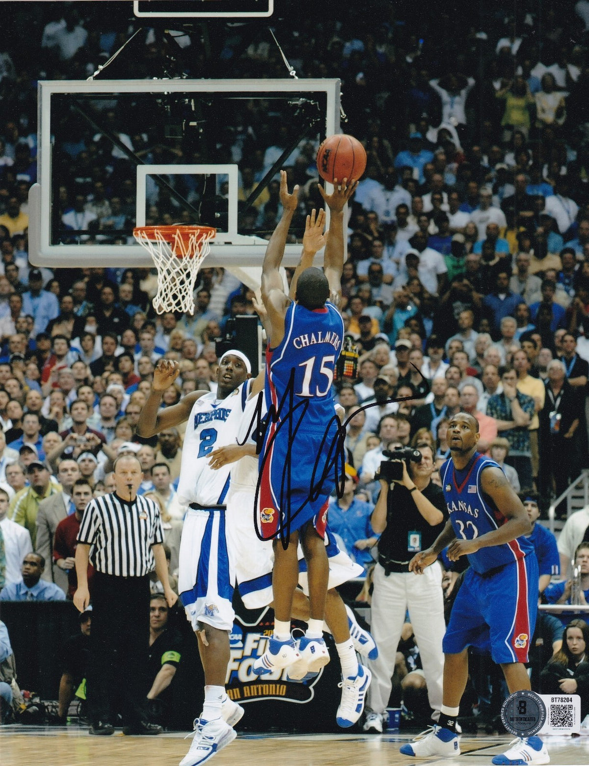 MARIO CHALMERS signed (KANSAS JAYHAWKS) Basketball 8X10 photo BECKETT BT78204