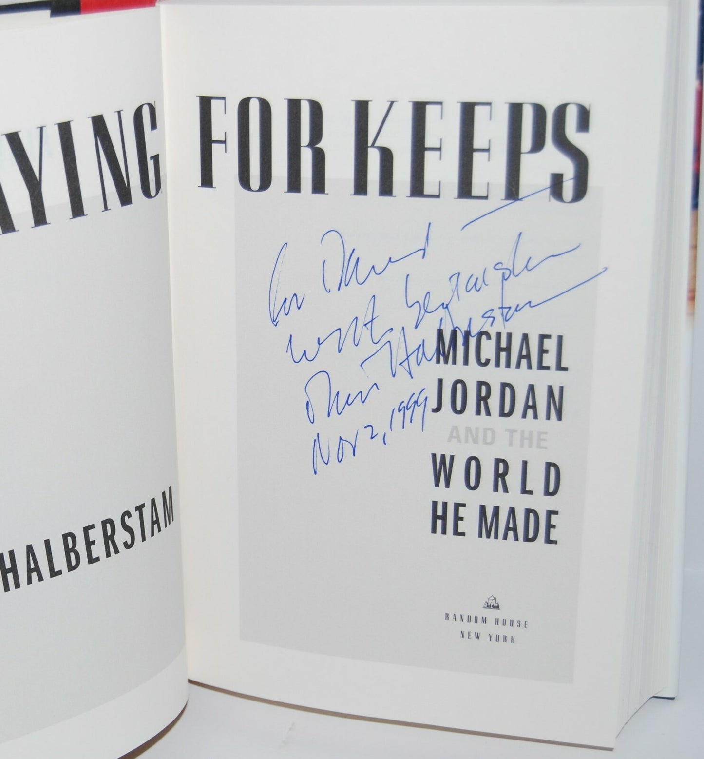 DAVID HALBERSTAM signed (PLAYING FOR KEEPS) personalized hardcover book W/COA