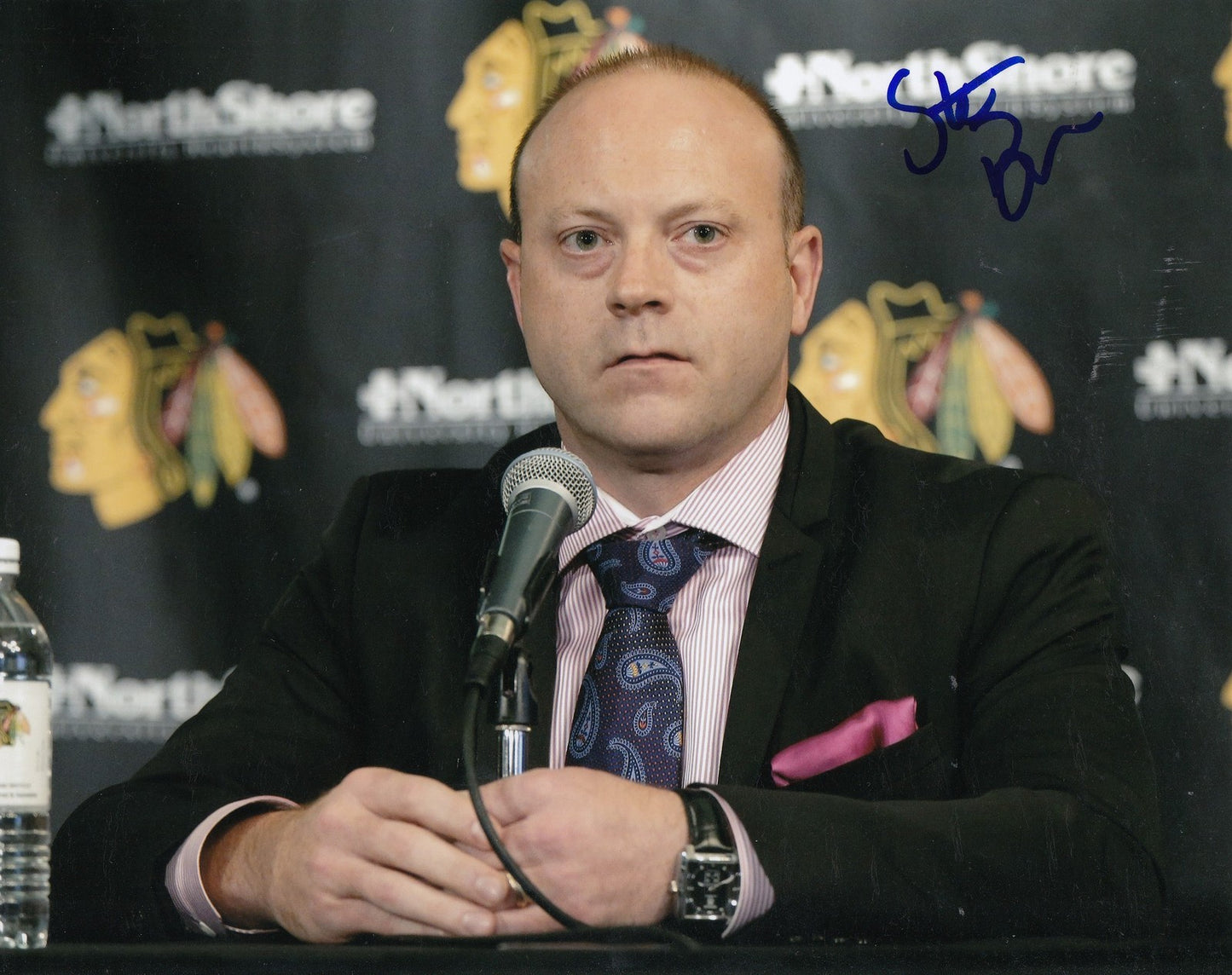 STAN BOWMAN signed (CHICAGO BLACKHAWKS) STANLEY CUP 8X10 photo W/COA