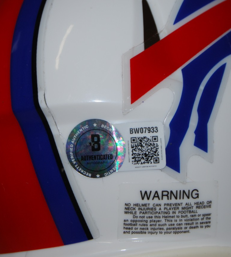 BRANDON BEANE signed (BUFFALO BILLS) mini football helmet BECKETT BAS BW07933