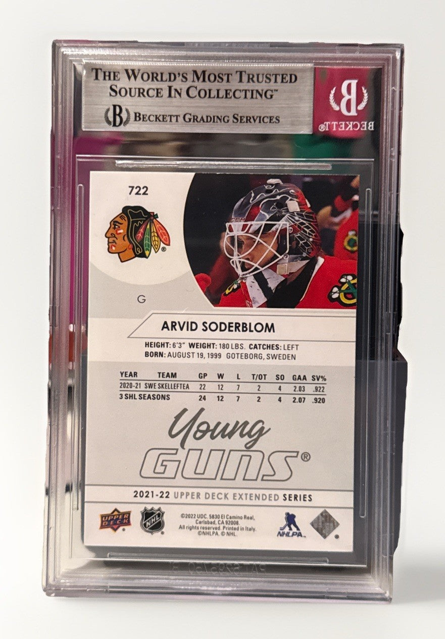 Arvid Soderblom signer Blackhawks 23-24 UD YG Card Beckett #722 00019288489