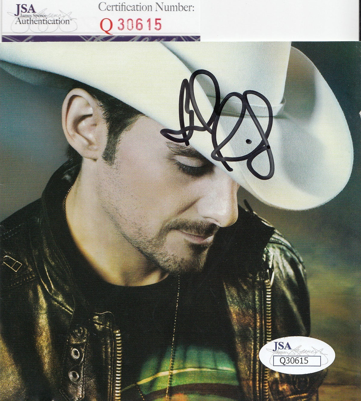 Brad Paisley autographed *Country Music* CD cover JSA Authenticated Q30615