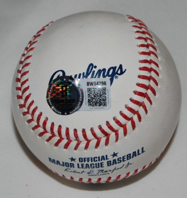 TOM RICKETTS signed (CHICAGO CUBS) OML Major League baseball BECKETT BW54296