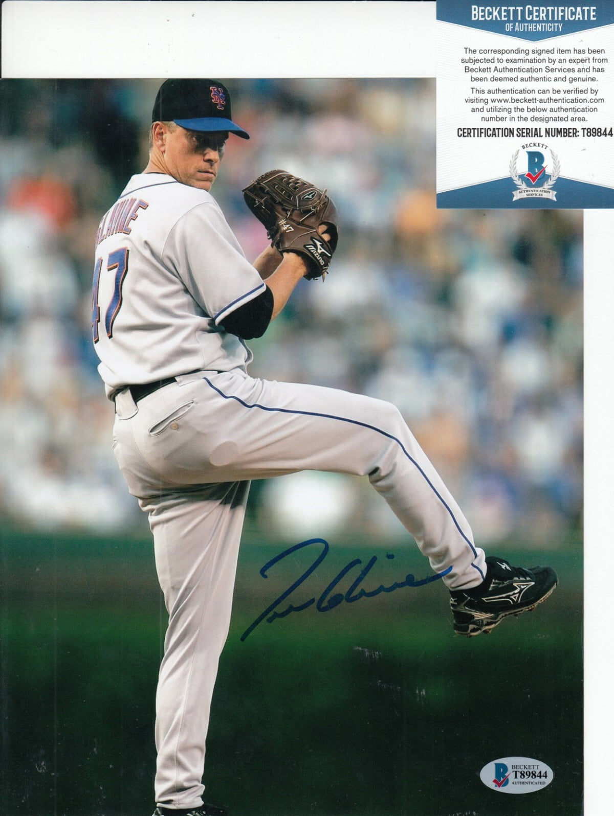 TOM GLAVINE signed (NEW YORK METS) HOF Baseball 8X10 photo BECKETT BAS T89844