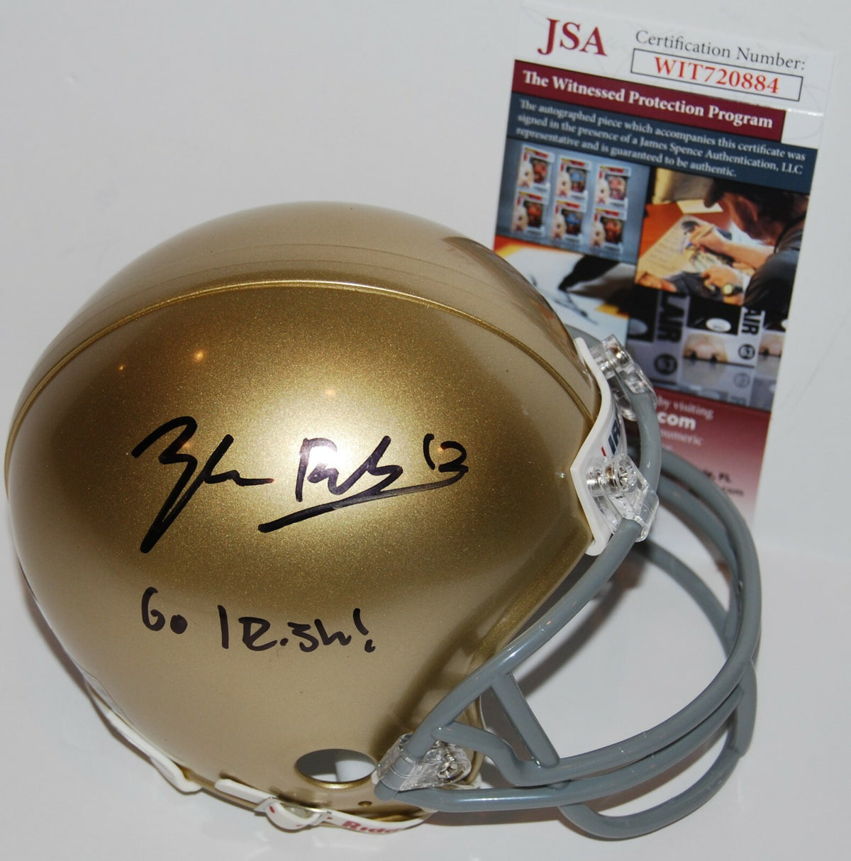 Tyler Buchner signed (NOTRE DAME FIGHTING IRISH Go Irish mini helmet JSA Witness