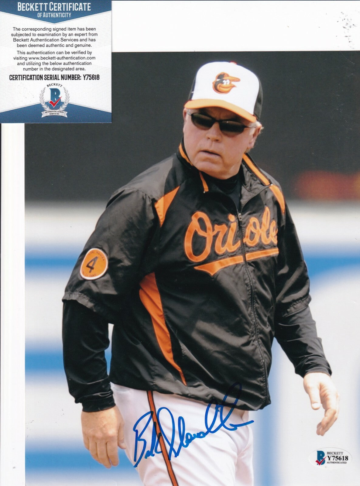 BUCK SHOWALTER signed (BALTIMORE ORIOLES) Baseball 8X10 photo BECKETT BAS Y75618