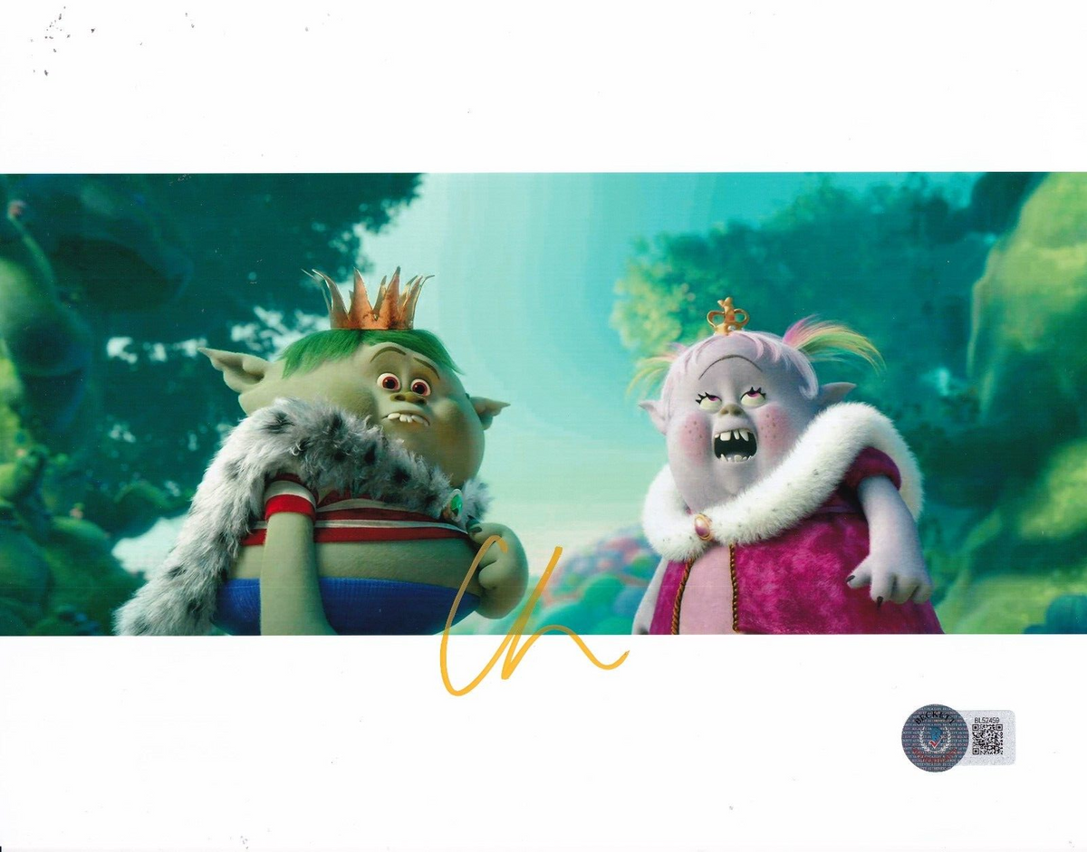 CHRISTOPHER MINTZ-PLASSE signed (TROLLS) Movie King Gristle 8x10 BECKETT BL52459