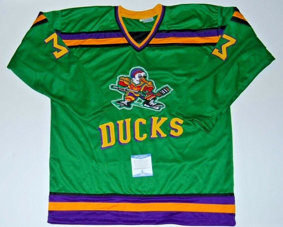 SHAUN WEISS signed (MIGHTY DUCKS) Green custom XL Goldberg jersey BECKETT BAS