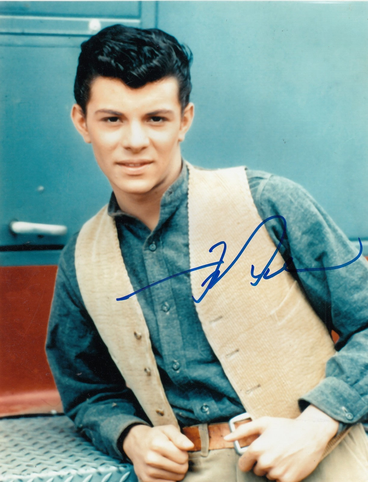 FRANKIE AVALON signed (TEEN ANGEL) Grease 8X10 photo *THE ALAMO* W/COA