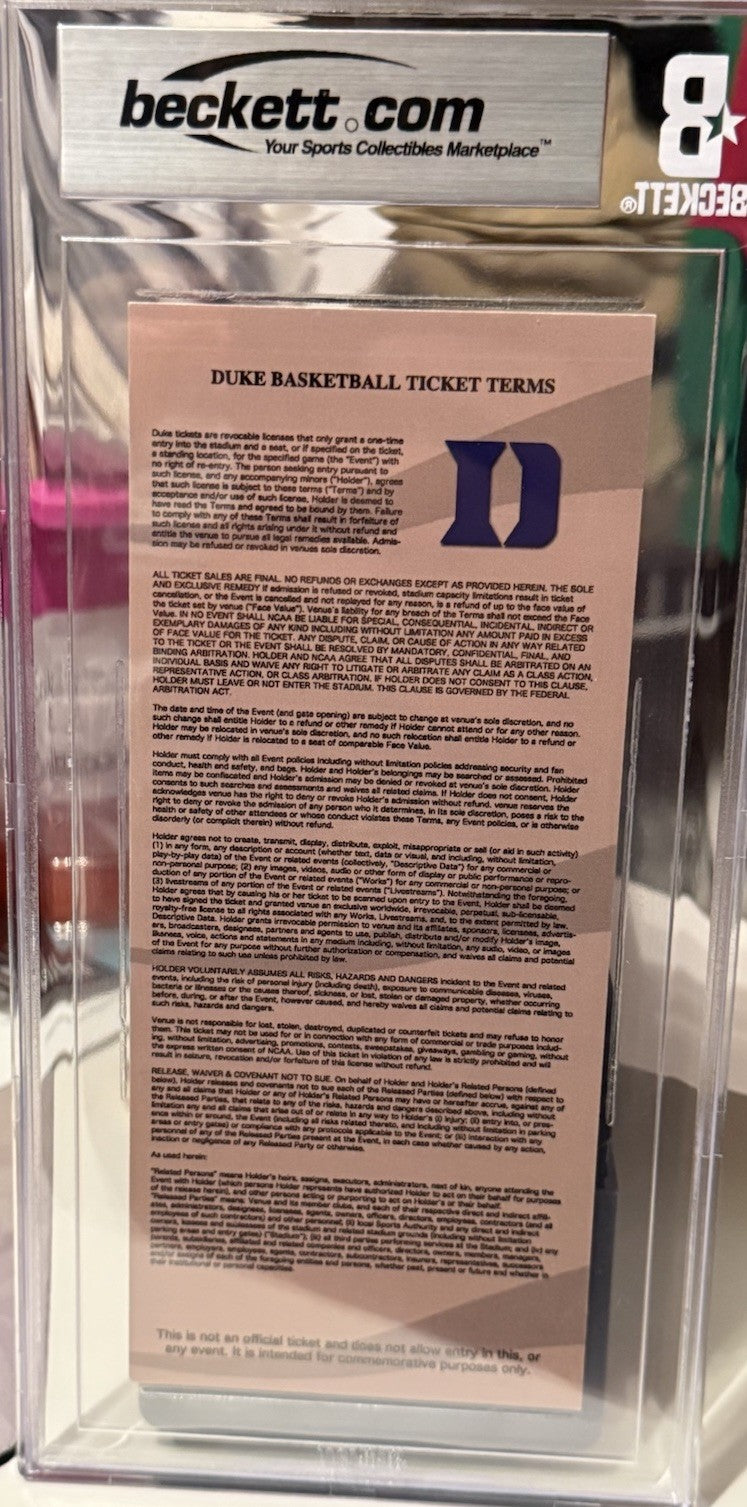 MIKE KRZYZEWSKI Signed (DUKE BLUE DEVILS) Final Home Game Commemorative Ticket
