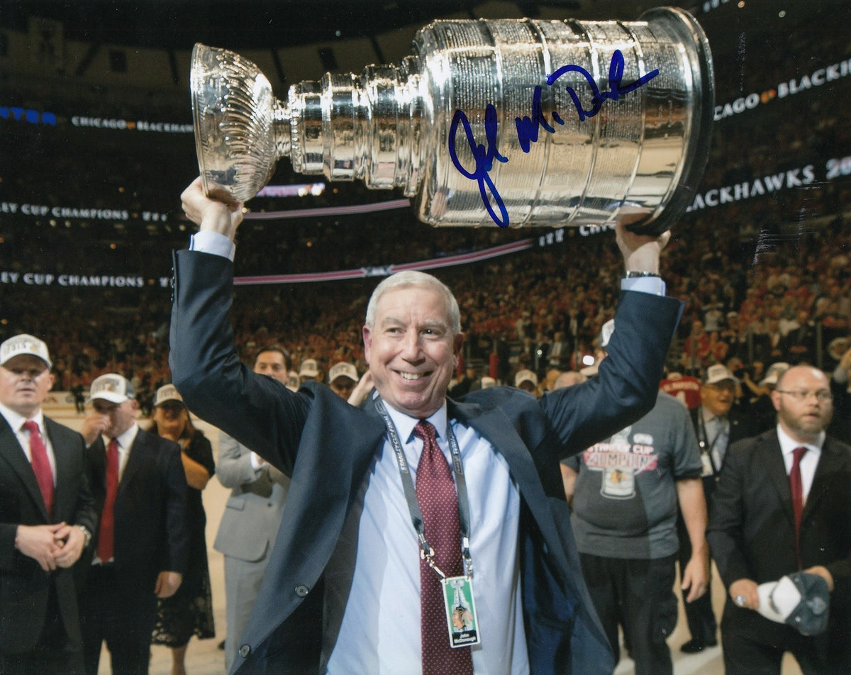 JOHN MCDONOUGH signed (CHICAGO BLACKHAWKS) STANLEY CUP 8X10 photo W/COA #2