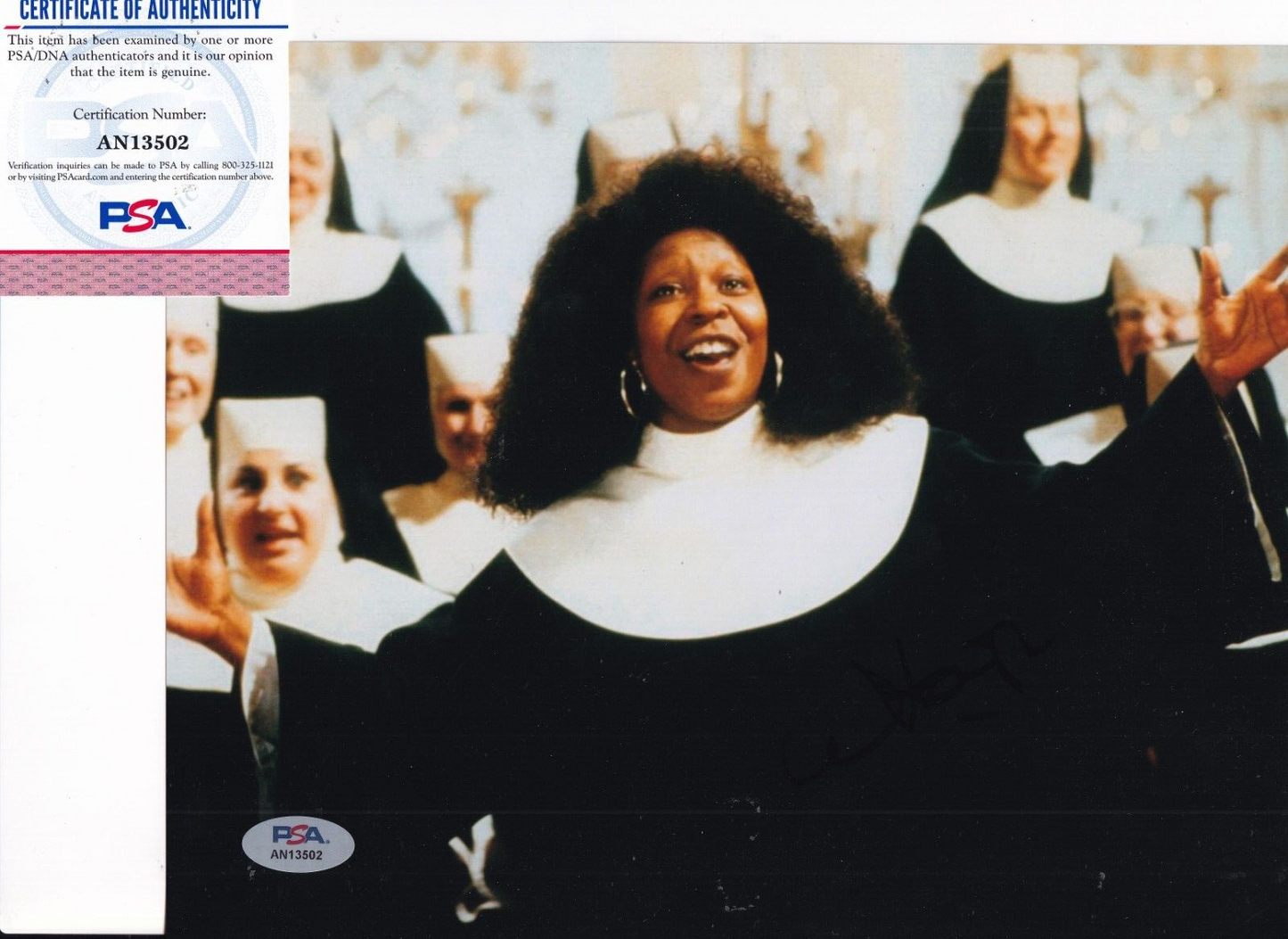 WHOOPI GOLDBERG signed (SISTER ACT) Deloris Movie 8X10 photo PSA/DNA AN13502