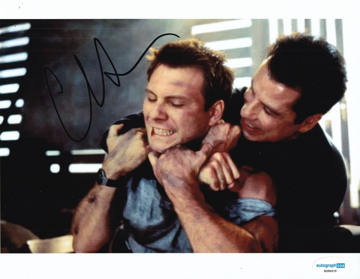 CHRISTIAN SLATER signed (BROKEN ARROW) Riley Hale Movie 8X10 photo ACOA SD86919