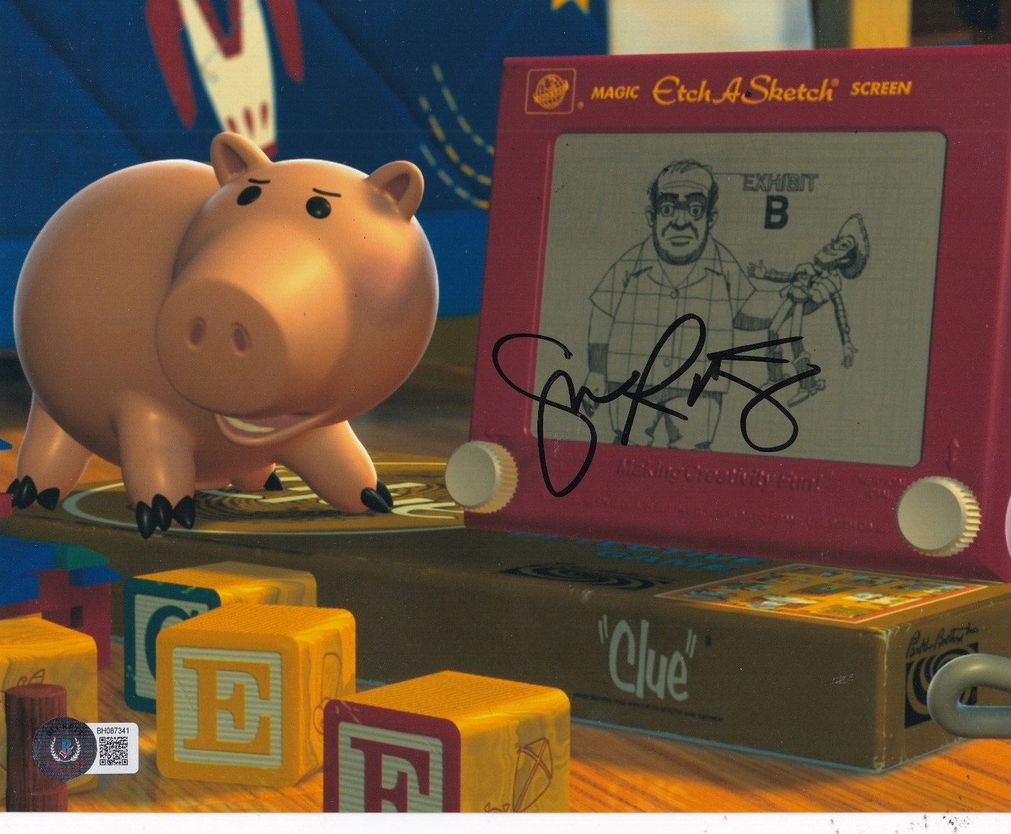 JOHN RATZENBERGER signed (TOY STORY) Movie Hamm 8X10 photo BECKETT BAS BH087341