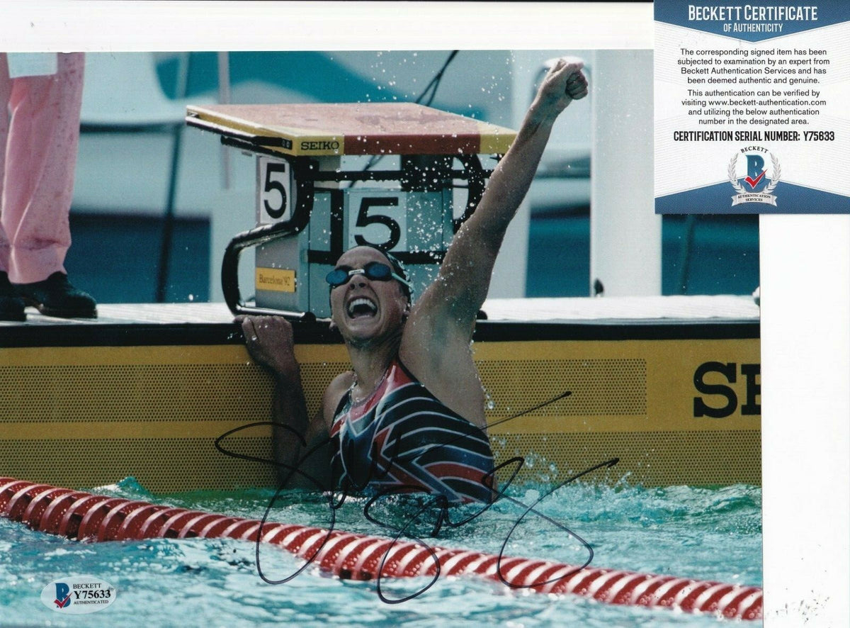 SUMMER SANDERS signed (USA OLYMPICS) SWIMMING Stanford 8X10 photo BECKETT Y75633