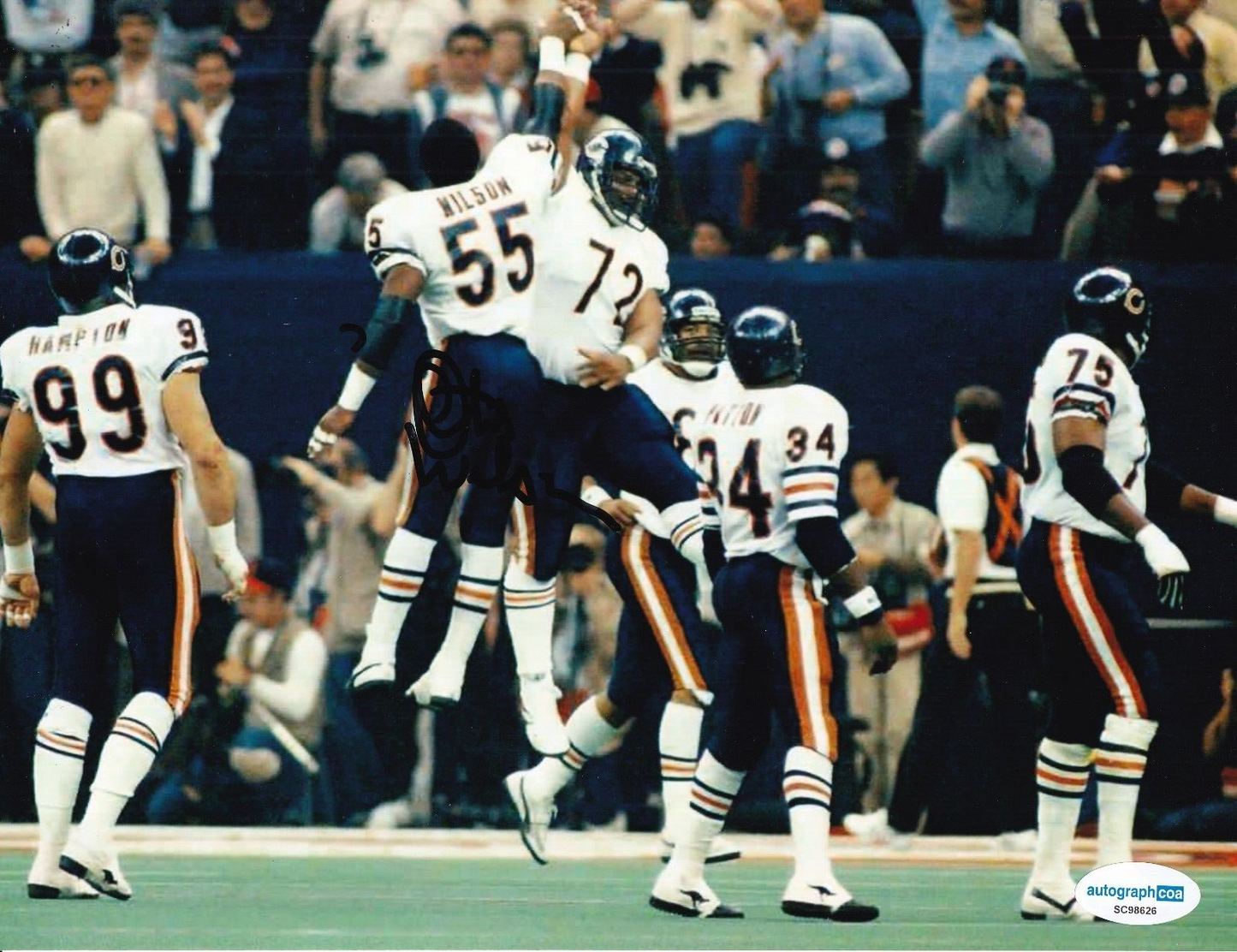 OTIS WILSON signed (CHICAGO BEARS) football SBXX Champ 8X10 photo ACOA SC98626