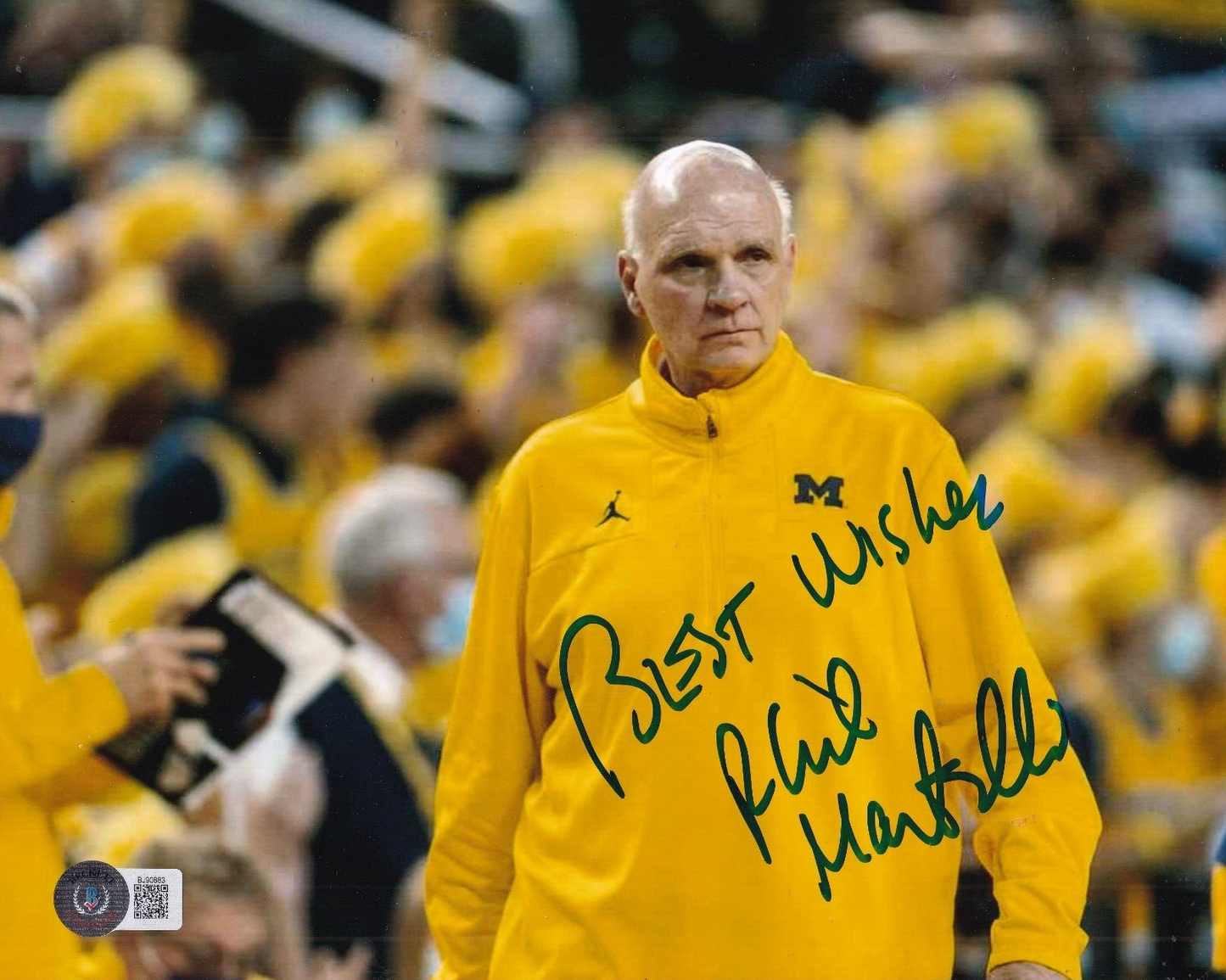 PHIL MARTELLI signed (MICHIGAN WOLVERINES) basketball 8X10 BECKETT BAS BJ90883