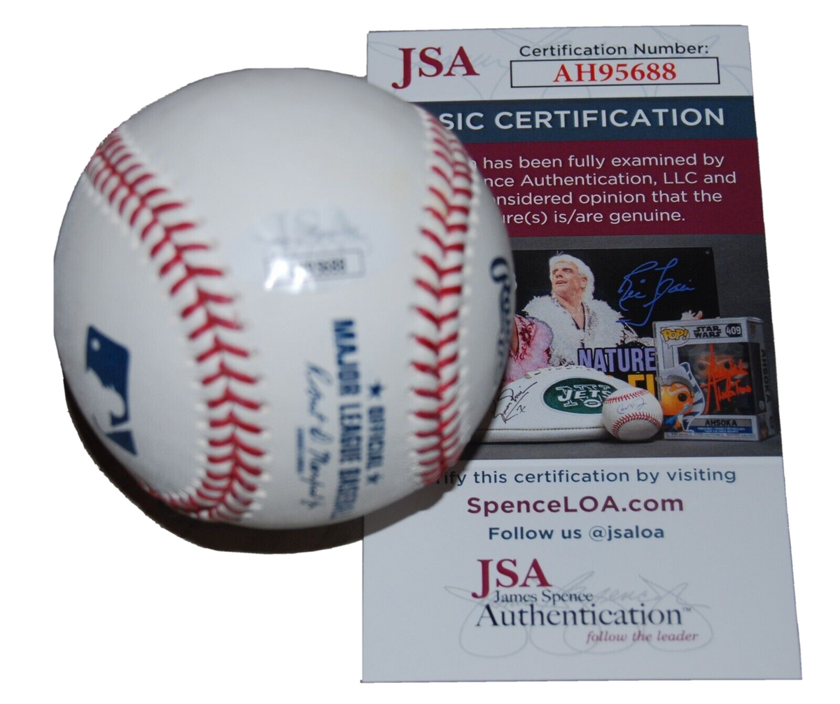 BOBBY CROSBY signed (OAKLAND ATHLETICS) A'S ROY OML baseball JSA COA AH95688