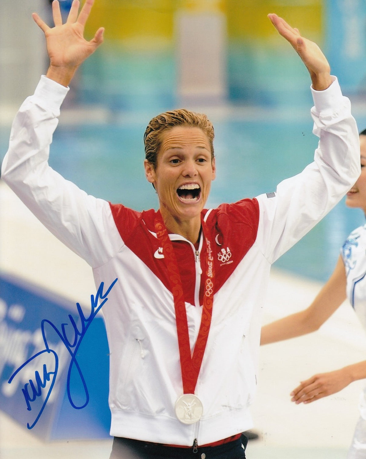DARA TORRES signed (USA SWIMMING) 8X10 *OLYMPICS* GOLD MEDAL photo W/COA #1