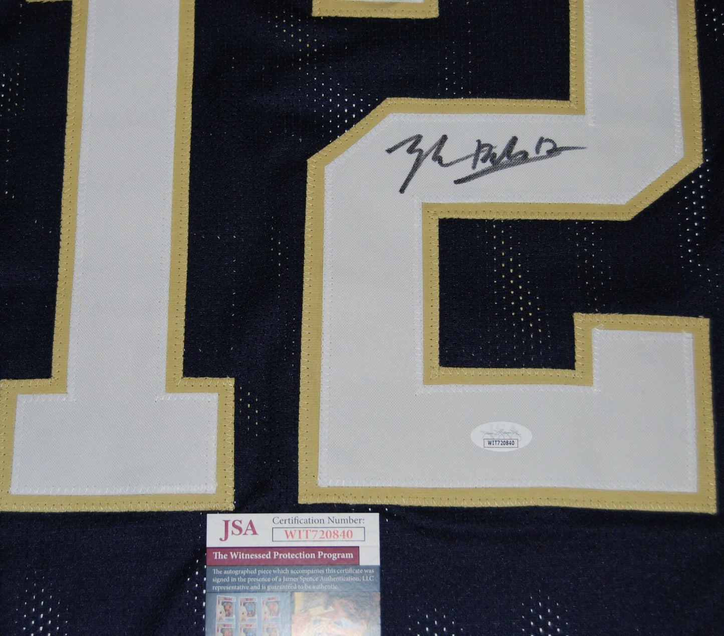 TYLER BUCHNER signed (NOTRE DAME FIGHTING IRISH) Navy jersey JSA Witnessed