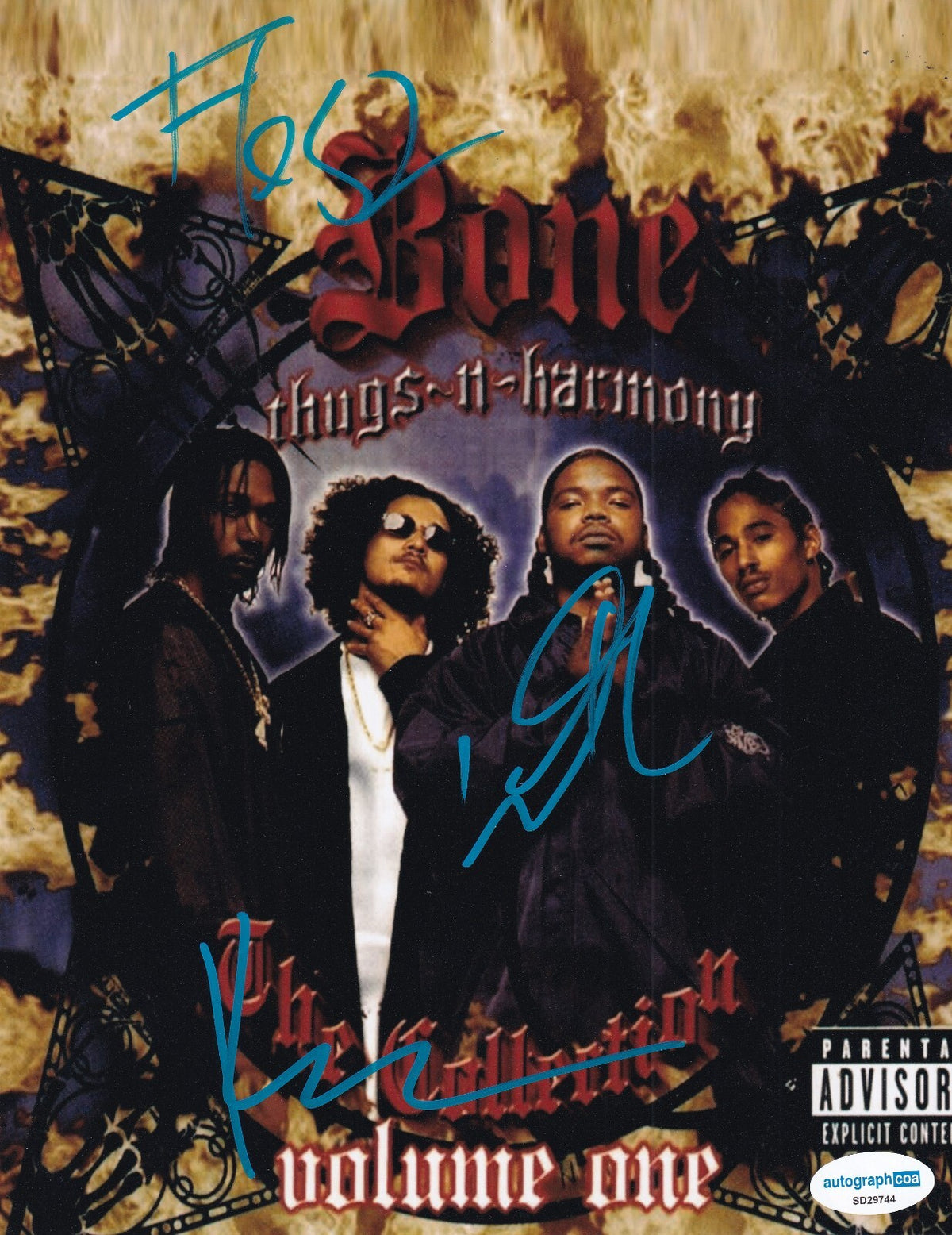 BONE THUGS N HARMONEY signed 8X10 photo (WISH - KRAYZIE- FLESH) ACOA SD29744