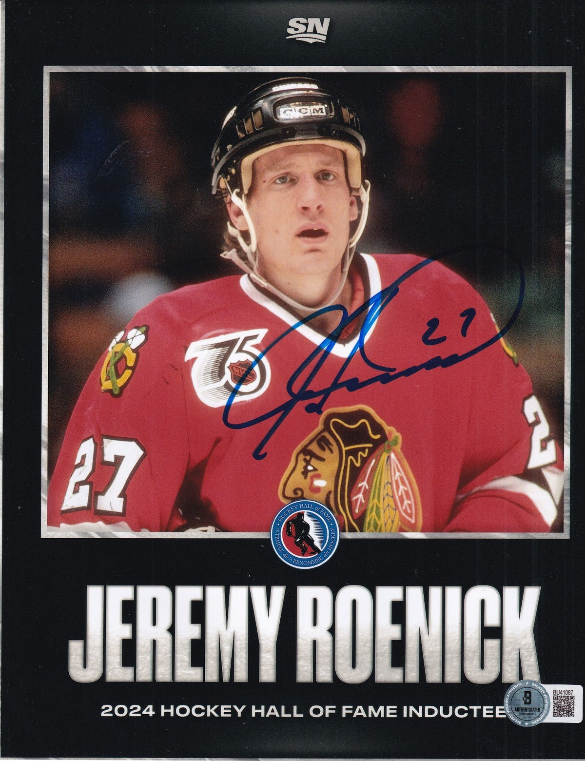JEREMY ROENICK signed (CHICAGO BLACKHAWKS) 8X10 photo BECKETT BAS BU41087