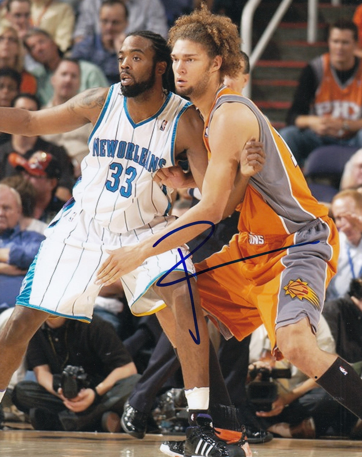 ROBIN LOPEZ signed (PHOENIX SUNS) basketball 8X10 photo *BULLS* W/COA