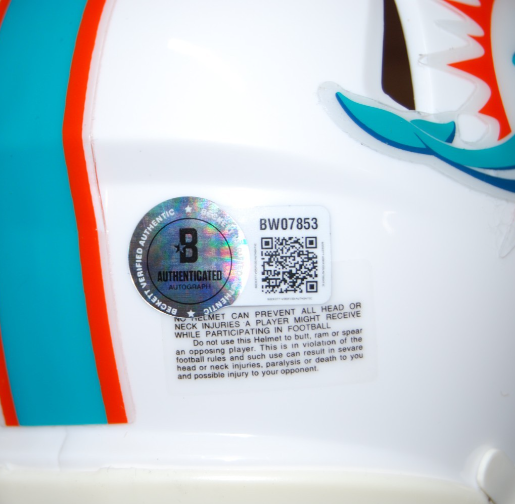JEFF HAFLEY signed (MIAMI DOLPHINS) mini football helmet BECKETT BAS BW07853