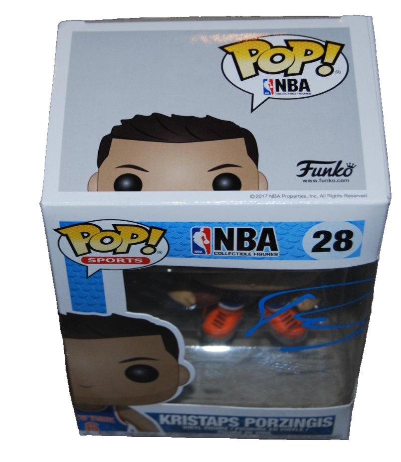 KRISTAPS PORZINGIS signed (NEW YORK KNICKS) Funko Pop #28 BECKETT BAS BV13272