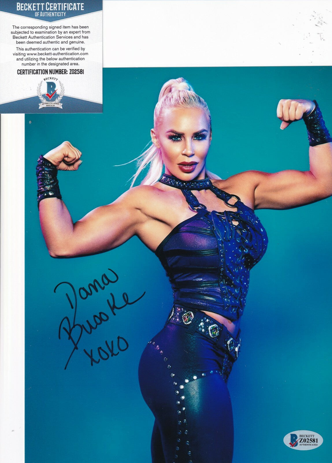 DANA BROOKE signed (WWE RAW WRESTLING) DIVA 8X10 photo BECKETT BAS Z02581
