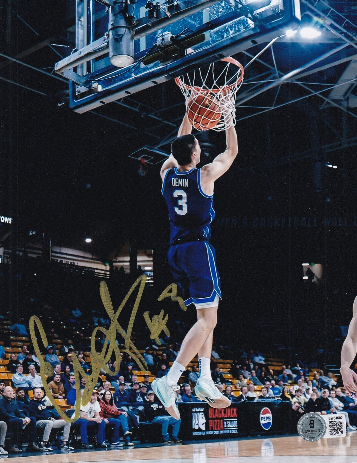 EGOR DEMIN signed (BYU COUGARS) basketball 8X10 photo BECKETT BAS BW54502