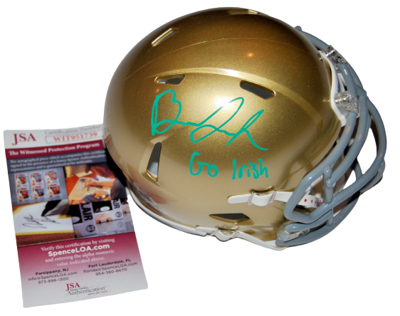 BRANDON JOSEPH signed (NOTRE DAME IRISH) Go Irish green mini football helmet JSA