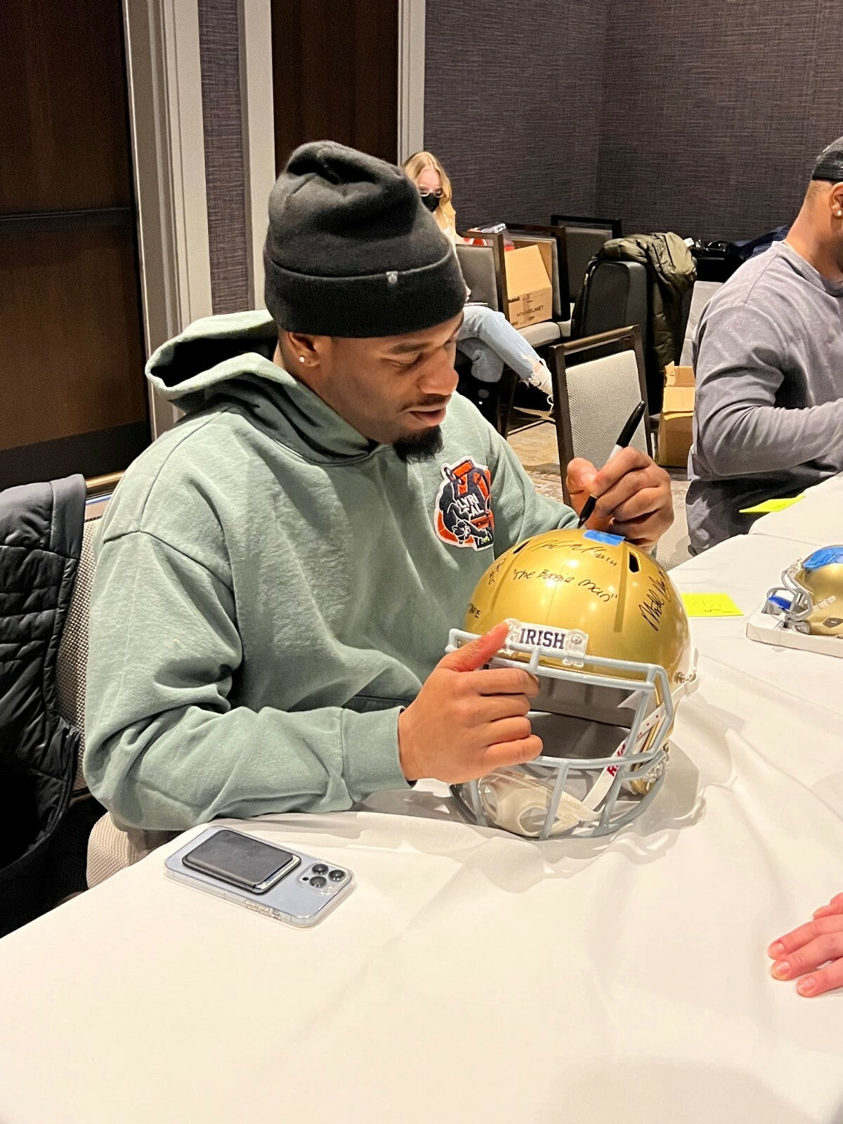 JUSTIN & JAYSON ADEMILOLA signed (NOTRE DAME FIGHTING IRISH) F/S helmet JSA