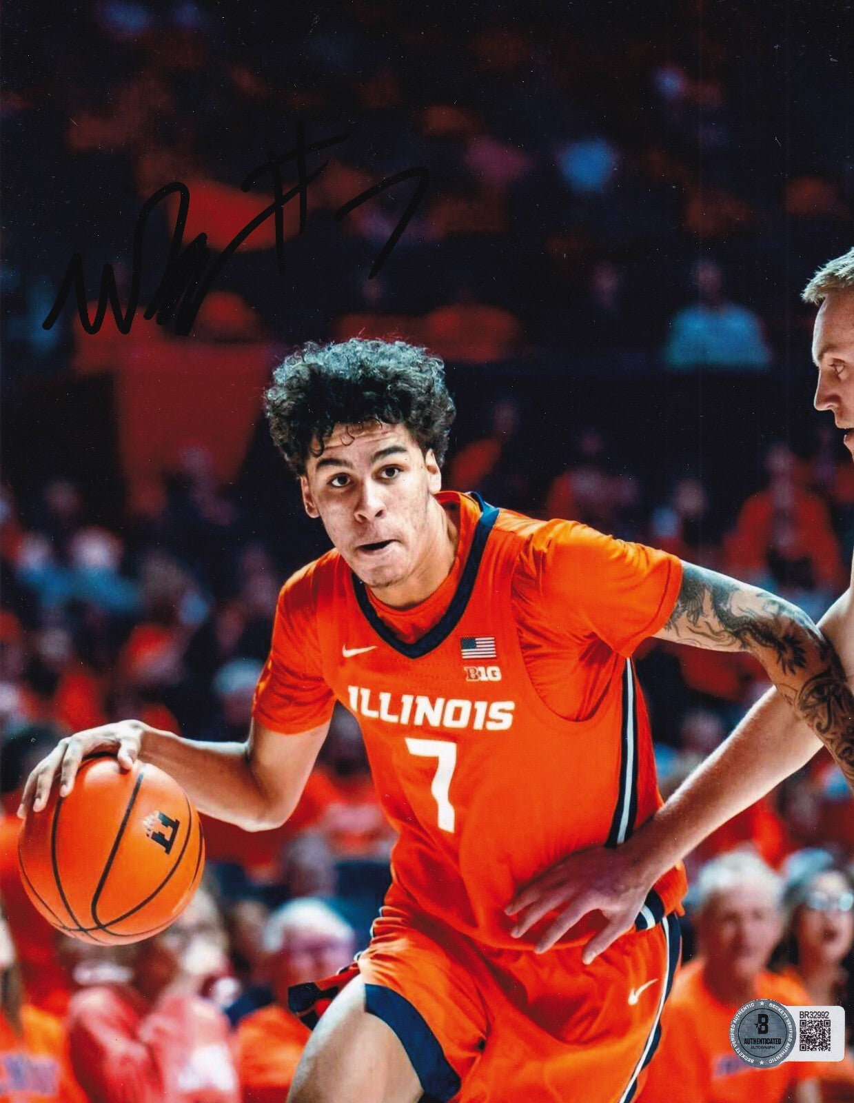 WILL RILEY signed (ILLINOIS FIGHTING ILLINI) basketball 8X10 BECKETT BR32992