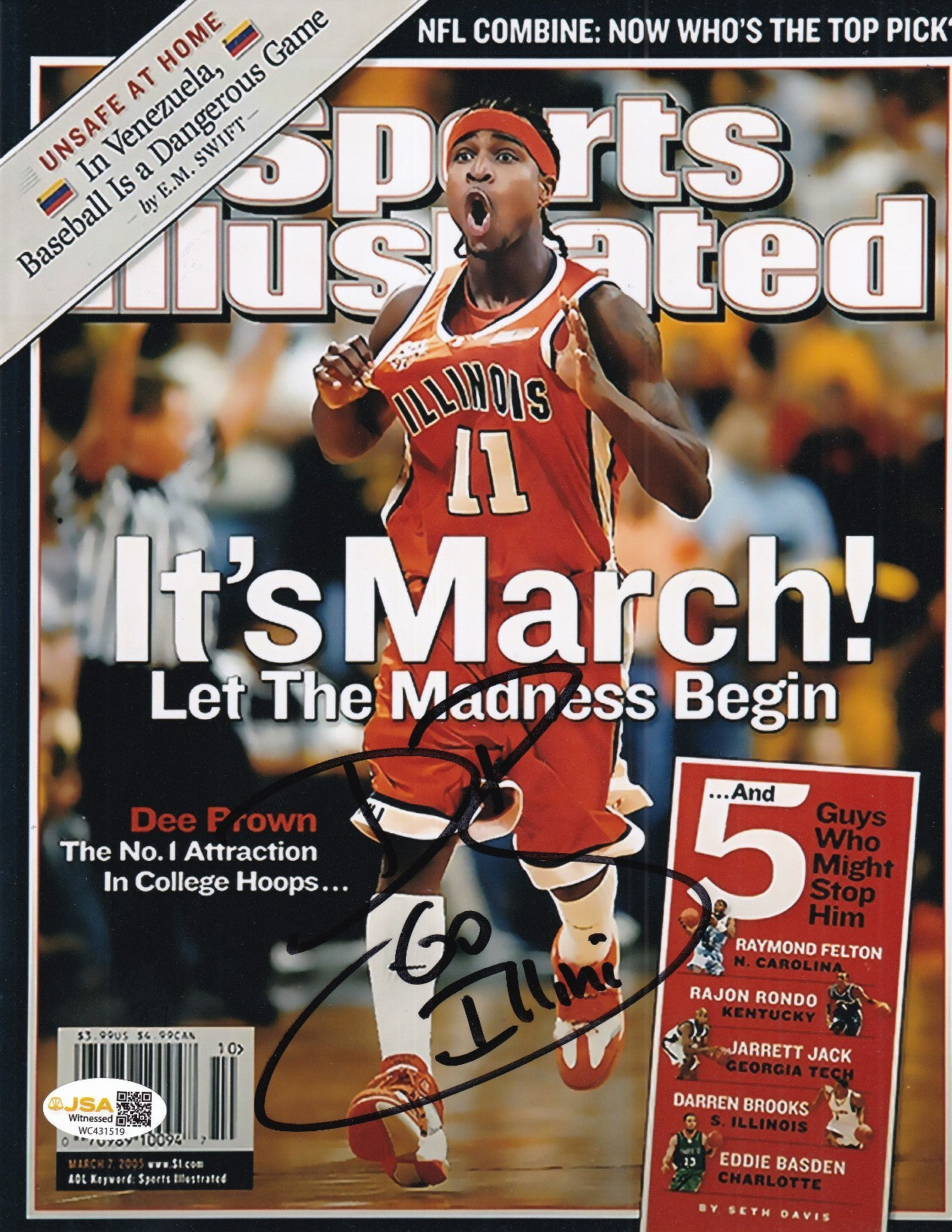 DEE BROWN signed (ILLINOIS FIGHTING ILLINI) Sports Illustrated 8X10 photo JSA
