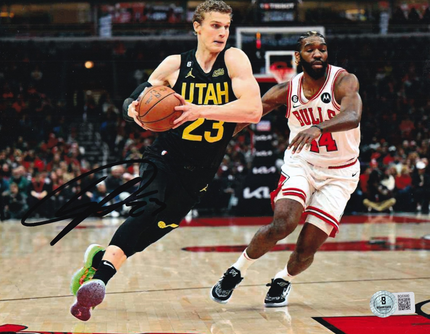 LAURI MARKKANEN signed (UTAH JAZZ) basketball 8X10 photo BECKETT BAS BQ83980