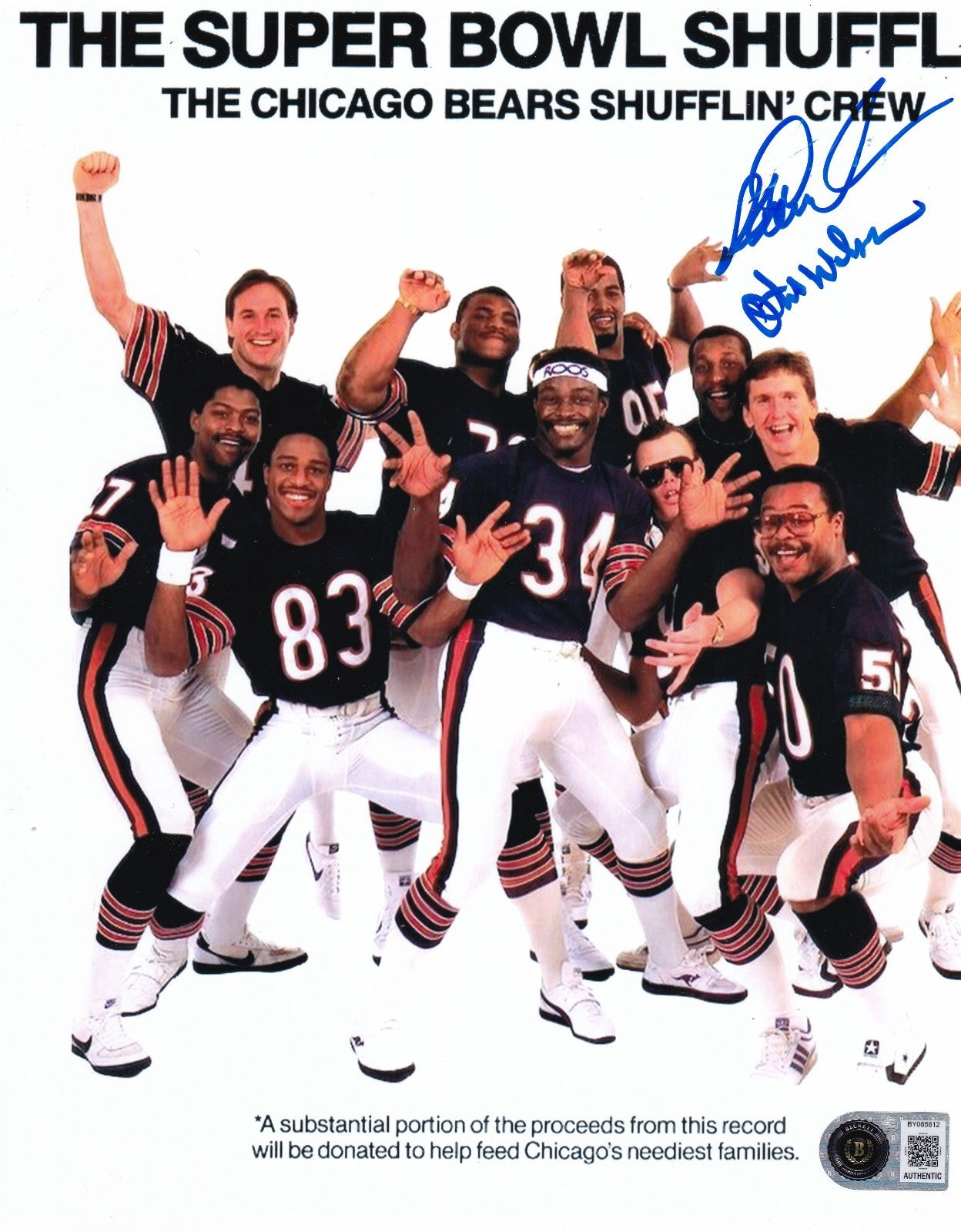 RICHARD DENT & OTIS WILSON signed (CHICAGO BEARS) football 8X10 BECKETT BY085812