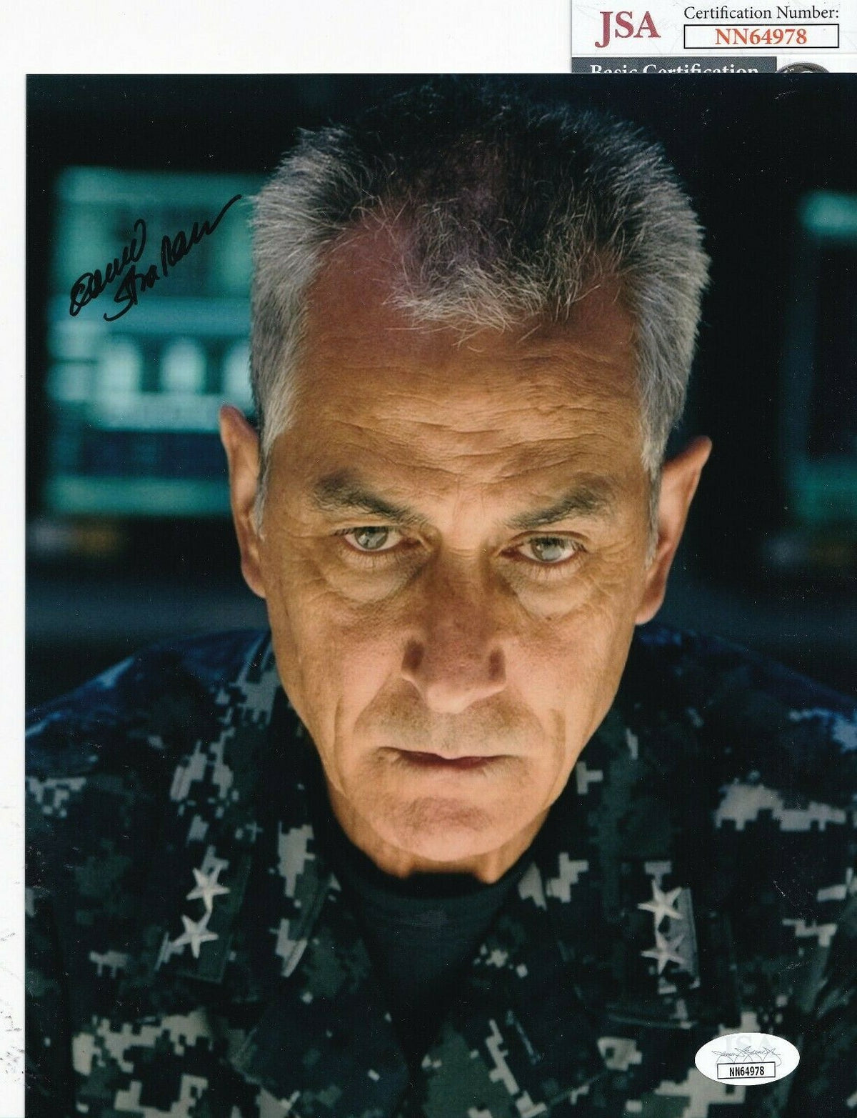 DAVID STRATHAIRN signed (GODZILLA) Admiral Williams 8X10 photo JSA NN64978