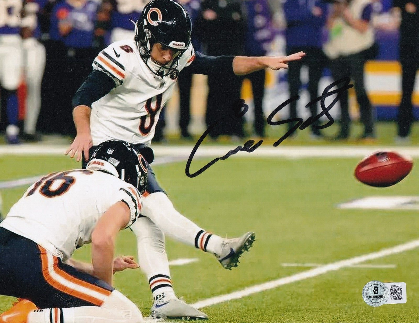 CAIRO SANTOS signed (CHICAGO BEARS) Football 8X10 photo BECKETT BAS BP09457