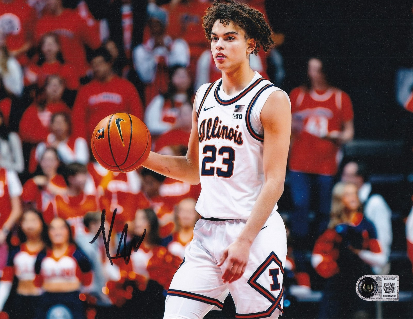 KEATON WAGLER signed (ILLINOIS FIGHTING ILLLINI basketball 8X10 BECKETT BY085660