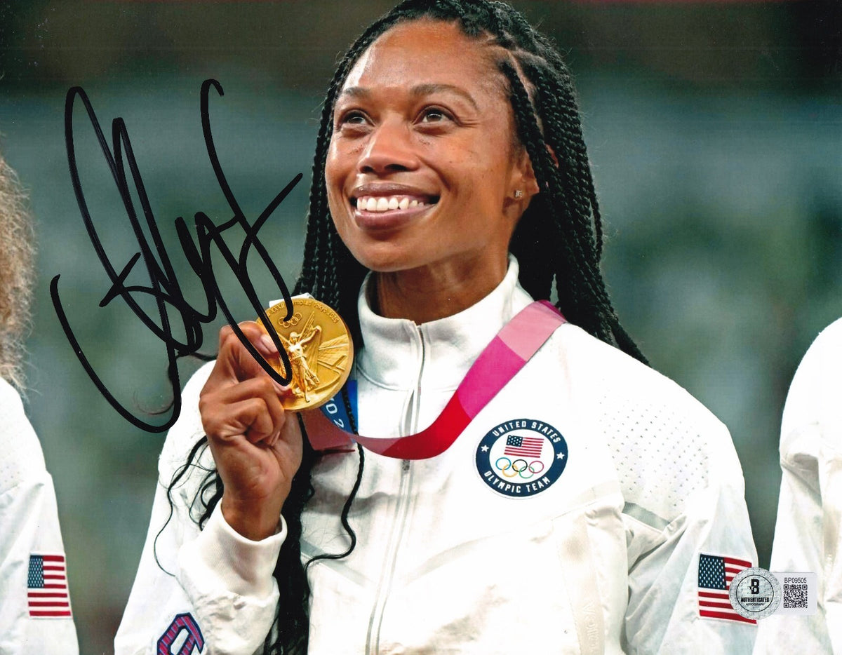 ALLYSON FELIX signed (USA OLYMPICS) Track and Field 8X10 BECKETT BAS BP09505