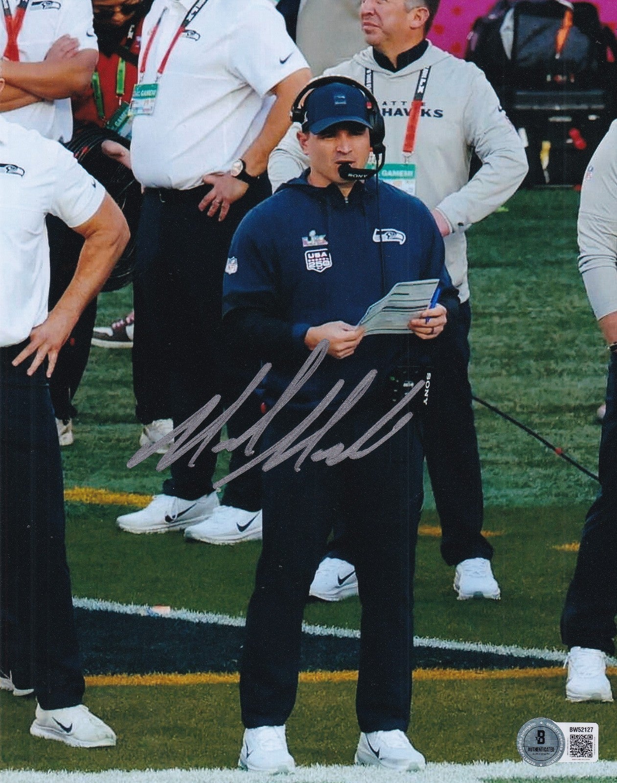 MIKE MACDONALD signed (SEATTLE SEAHAWKS) Super Bowl 8X10 photo BECKETT BW52127