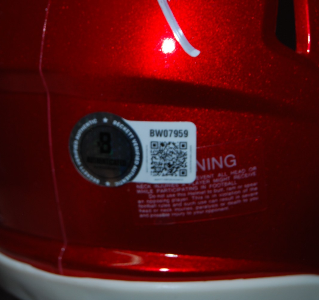 JIM LEONHARD signed (WISCONSIN BADGERS) mini football helmet BECKETT BAS BW07959