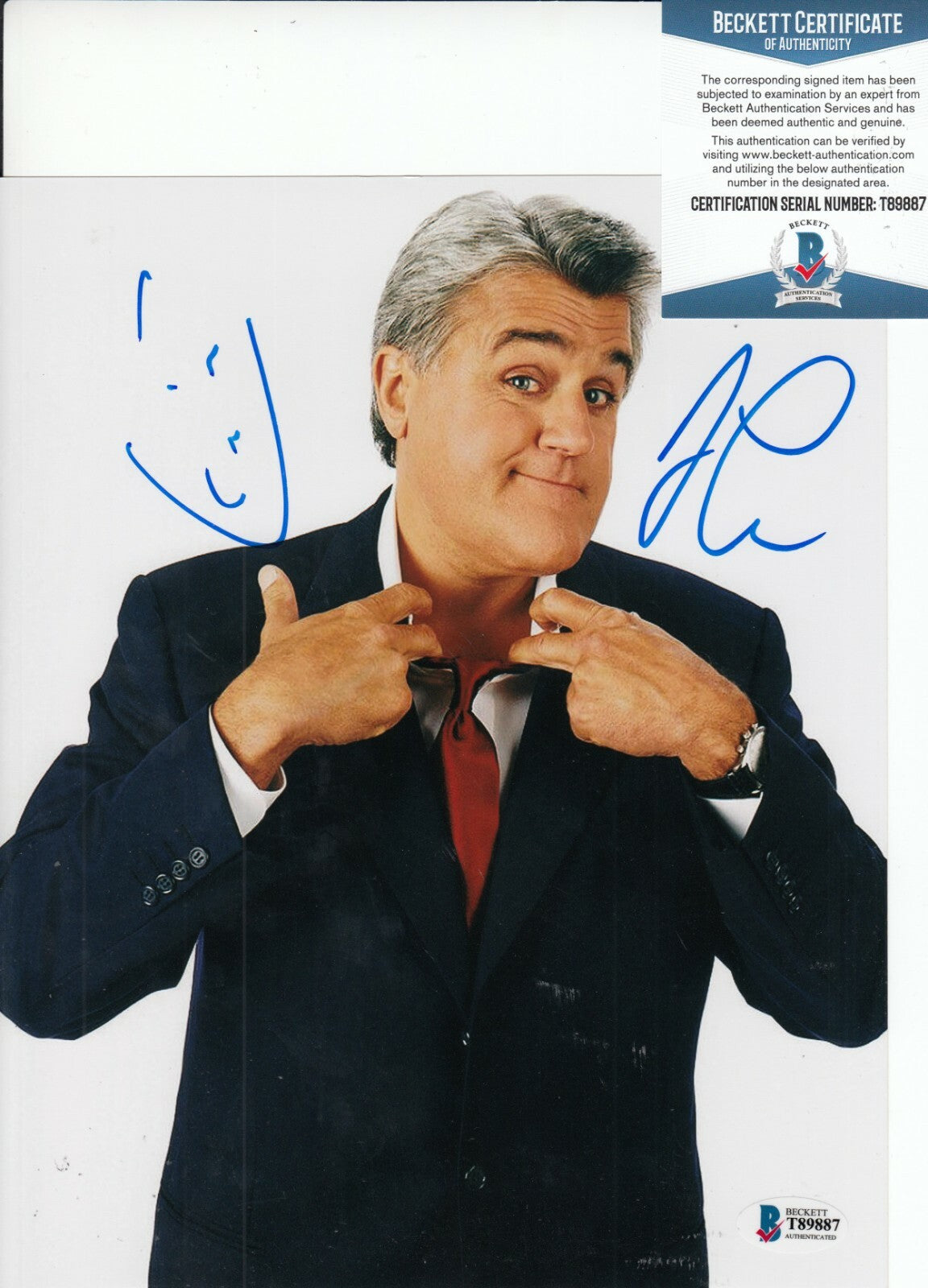 JAY LENO signed (THE TONIGHT SHOW) TV Host autographed 8X10 photo BECKETT T89887
