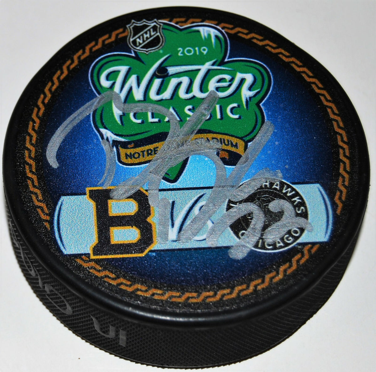 BRANDON DAVIDSON signed (CHICAGO BLACKHAWKS) 2019 WINTER CLASSIC Puck W/COA
