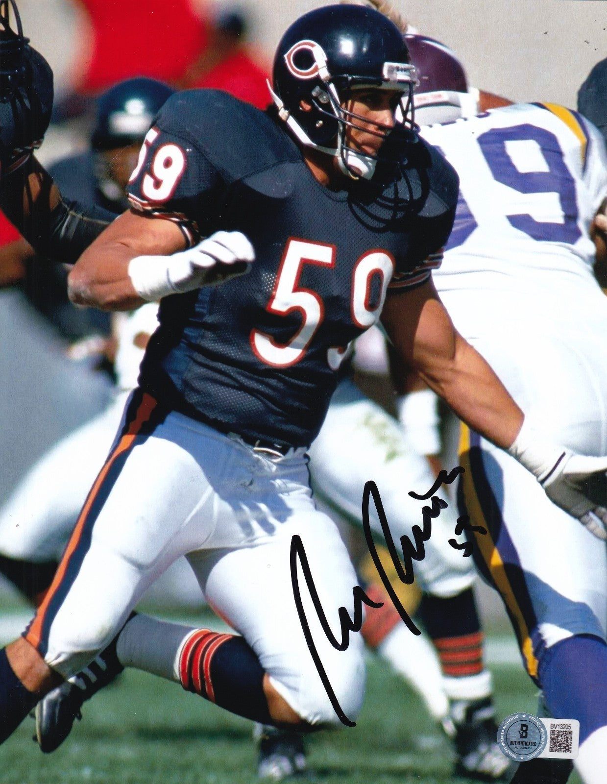 RON RIVERA signed (CHICAGO BEARS) football 8X10 photo BECKETT BAS BV13205