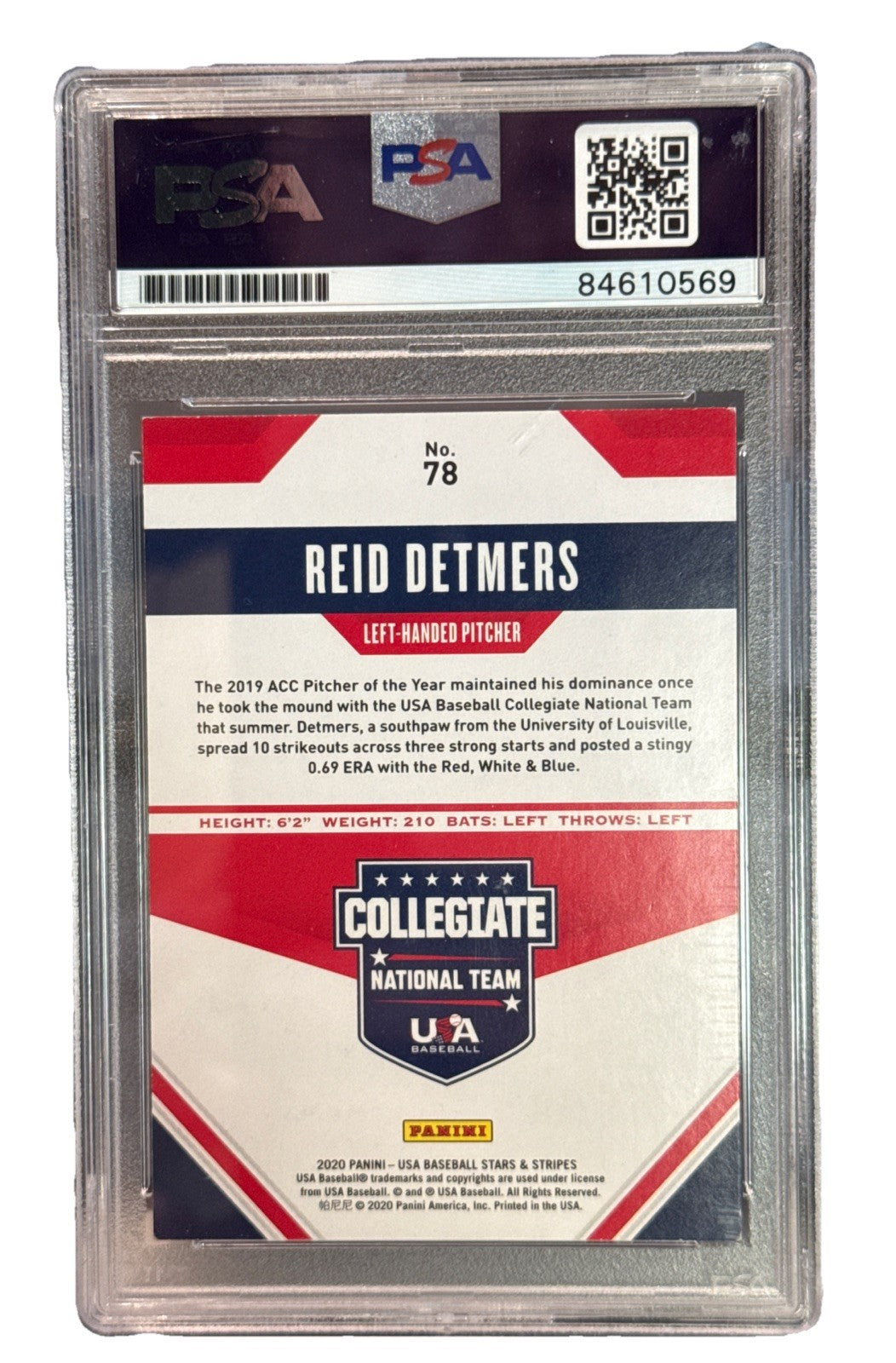REID DETMERS signed (LOS ANGELES ANGELS) Stars & Stripes Card PSA 84610569