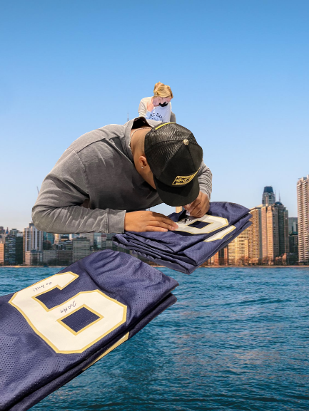 JUSTIN ADEMILOLA signed (NOTRE DAME FIGHTING IRISH) Navy XL jersey JSA Witness